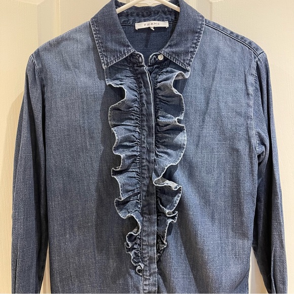 Frame Denim Tops - Frame Denim Ruffle Women’s Blouse Size Small